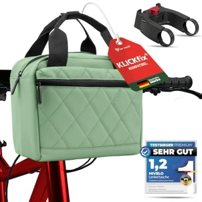 Abbildung von MIVELO Lenkertasche Fahrrad für KLICKfix inkl. Adapter Fahrradtasche Lenker wasserabweisend &amp; geräumig Tasche E Bike tauglich (Mint mit Adapter)