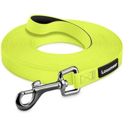 Abbildung von Looxmeer Wasserdicht Schleppleine 3m /5m /7m /10m /15m /20m /25m /30m Hundeleine mit Handschlaufe D Karabiner, Wasserfest Laufleine für Große bis Kleine Hunde, Reißfeste und Robuste Übungsleine