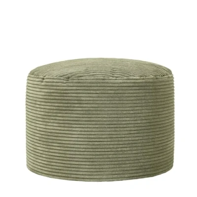 Abbildung von Icon Milano Hocker, Salbeigrün, Flauschiger Cord Stoff, Sitzsack Cord, Sitzpuff Hocker mit Füllung, Fußhocker für das Wohnzimmer, Deko Wohnzimmer