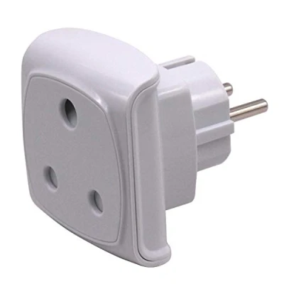 Abbildung von Südafrika 3 poliger Großer Stecker Typ M Adapter (Nicht für indische polige D Stecker) Konvertiert in 2 EU Steckdose/Deutschland Steckdose mit Sicherheitsverschluss (1 Stück Weiß)