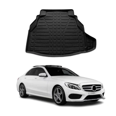 Abbildung von OMAC Kofferraumwanne Laderaumwanne kompatibel mit Mercedes C Klasse W205 2013 2024 Gummi TPE