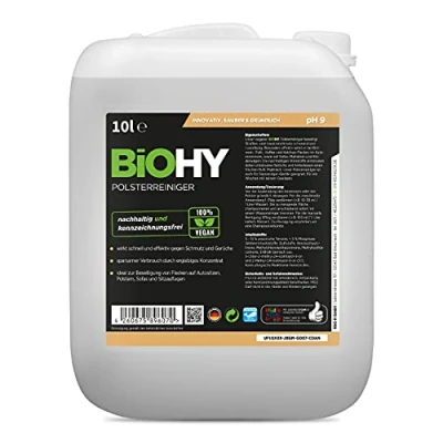 Abbildung von BiOHY Spezial Polsterreiniger (10 Liter Kanister) Konzentrat für Sofas, Polstermöbel, Teppiche &amp; Textilien Nasssauger Waschsauger Fleckentferner effektiver Textilerfrischer
