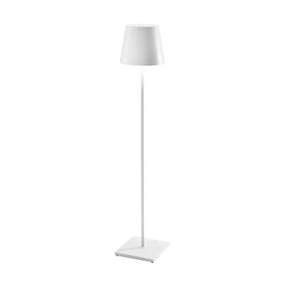 Abbildung von Zafferano Poldina Pro XXL Dimmbare LED Tischlampe aus Aluminium, Schutzart IP54, Innen /Außenbereich, Kontaktladestation, Einstellbar H 150/81 / 69 cm, EU Stecker (Weiss)