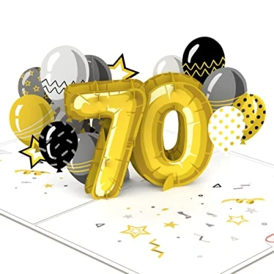 Abbildung von papercrush® Pop Up Karte 70. Geburtstag 3D Geburtstagskarte mit 70 für Frau &amp; Mann, Glückwunschkarte oder Gratulationskarte Glückwünsche zu Jahren Mama, Oma, Papa und Ehemann