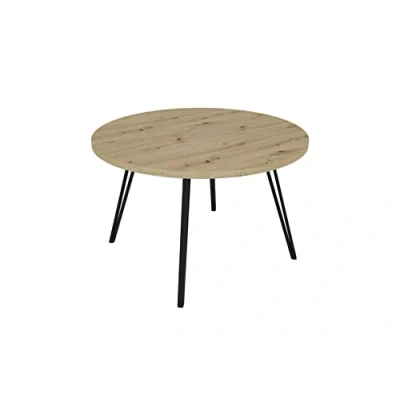 Abbildung von byLIVING Esstisch &quot;Marta&quot;, (1 St.), mit 120cm runder Tischplatte in Artisan Eiche Optik und Metallbeinen