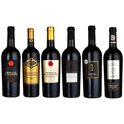 Abbildung von The Wine Guys Probierpaket Primitivo di Manduria DOC Weinpaket mit italienischem Rotwein Perfektes Tasting Set trocken (6 x 0.75 l)