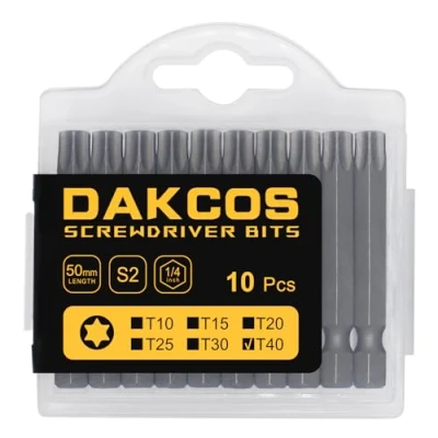 Abbildung von DAKCOS T40 Bit lang, Torx T40, Sortiment aus S2 (Länge: 50 mm, 10 Stück)