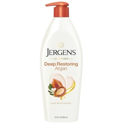 Abbildung von Jergens Deep Restoring Argan Oil Moisturizing Body Lotion, 16.8 Ounce, Soothing Full Moisture, with Reviving and Vitamin E, Infused, Dermatologist Tested