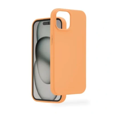 Abbildung von Hama Hülle für iPhone 15 (Handyhülle, stoßfest, kratzfest, elegante Schutzhülle Rückseite, weich, slim, softe Oberfläche, Wireless Charging kompatibel) orange