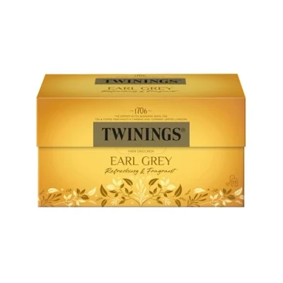 Abbildung von Twinings EARL GREY Schwarzer Tee im Teebeutel verfeinert mit Bergamotte Aroma weltbekannt &amp; ausgesprochen erfrischender Schwarztee aus China, 12er Pack (je 10 Teebeutel)