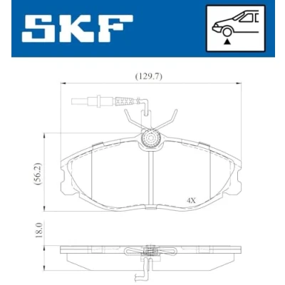 Abbildung von SKF VKBP 80770 E Bremsbelagsatz inkl. Verschleißwarnkontakt PEUGEOT: 306 Schrägheck, CITROËN: Xsara Kombi, Coupe