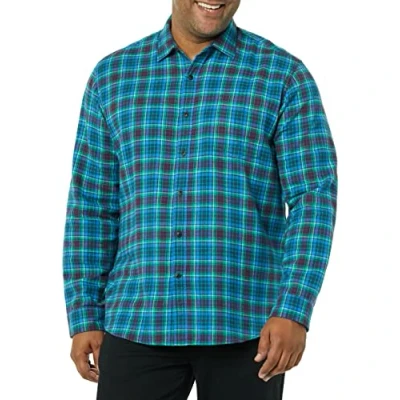 Abbildung von Amazon Essentials Herren Langarmhemd aus Flanell (in Übergröße erhältlich), Blau Burgunderrot Grün Karomuster, M
