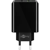 Abbildung von goobay 44956 2x USB Quick Charge (QC 3.0) Ladegerät 28W / Schnellladegerät lädt bis zu 4x schneller Adapter für Iphone Ladekabel, Samsung Ladekabel und ander Smartphone schwarz