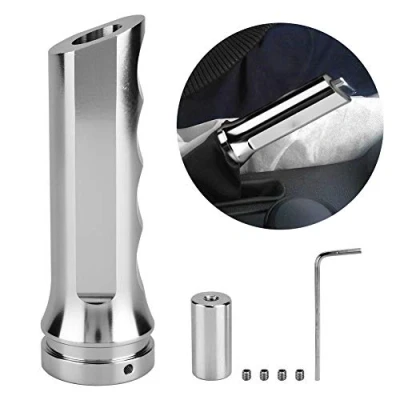 Abbildung von Gorgeri Universeller Auto Handbremse Abdeckung Aluminium, Handbremsengriff Schutz, Handbremsenhülse, Silber Handbremsenabdeckung, Handbremsenschutzabdeckung
