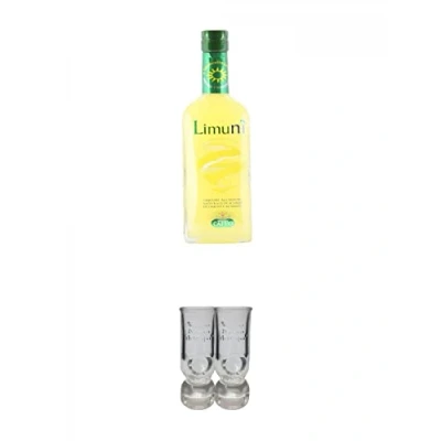Abbildung von Caffo Limuni aus Italien 1,0 Liter + Shot Gläser mit Eichstrich 2 Stück