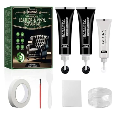 Abbildung von HASAIKA Lederreparatur Creme, Leder Reparatur Set, 100ml Kratzer Paste für die von Rissen in Möbeln, Sofa, Lederjacke, Gürtel, Bootssitz