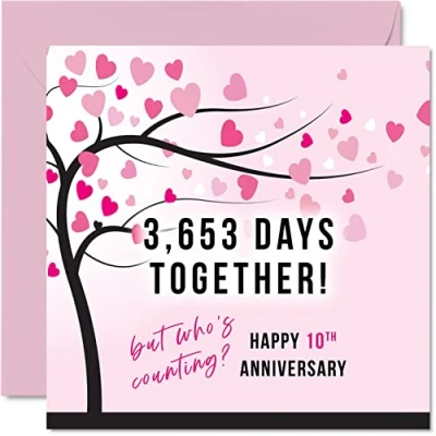 Abbildung von Lustige Blech Jubiläumskarte für Ehefrau oder Ehemann 3653 Days Together I Love You Gifts, Happy 10th Wedding Anniversary Karten Partner, 145 mm x Grußkarten zehnte Jahrestage