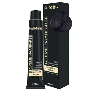 Abbildung von FemMas Haarfarbe Dunkelbraun 3 I Professionelle Creme mit Arganöl, Keratin &amp; Ceramiden Als dauerhafte Haarfärbung oder Tönung für strahlende, haltbare Farbergebnisse 100 ml