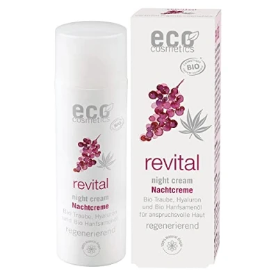Abbildung von ECO revital Nachtcreme 50 ml mit Bio Traubenkernextrakt, Hyaluron und Hanfsamenöl Cosmos Organic