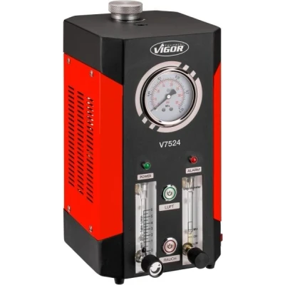 Abbildung von ViGOR Rauchgas Leckagetester V7524, für Lecksuche in geschlossenen Systemen, Betrieb über 12V Bordnetz, mit integriertem Luftkompressor und Manometer, universell Ansaug , Abgas Klimasysteme