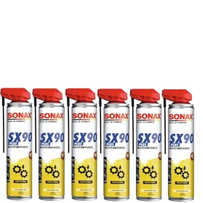 Abbildung von SONAX SX90 mit EasySpray (6X 400 ml) Multifunktionsöl für alle Zwecke wie Rostlöser, Schmiermittel, Korrosionsschutz &amp; Kriechöl Art Nr. 04744001