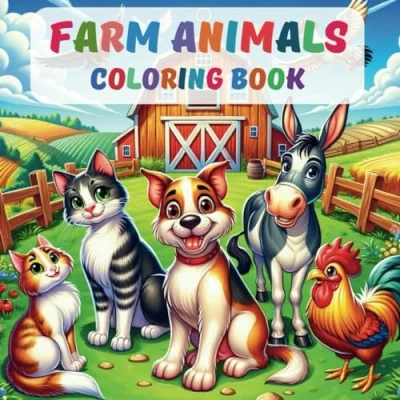 Abbildung von Farm Animals, Coloring Book for Kids: Educational Kids Ages 2 11 with Fun Facts About Each Animal