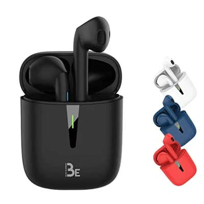 Abbildung von BE Pop Bluetooth 5.1 TWS 3D Stereo Headset (kabellos, Akkulaufzeit 12 Stunden, LED Aufladebox, einfach zu verbinden, integriertes Mikrofon, leicht und bequem für iPhone/Android (Weiß)