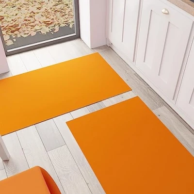Abbildung von PETTI Artigiani Italiani Küchenteppich, Küchenläufer, waschbar, rutschfest, einfarbig, 52 x 380 cm, Orange, 100% Made in Italy
