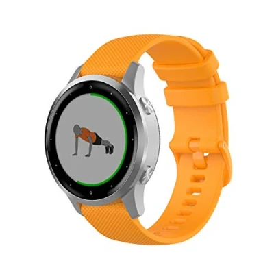 Abbildung von Wownadu 18mm Quick Release Bands Kompatibel für Garmin Vivoactive 4S/Vivomove 3S/Venu 2S, Forerunner 255S/255S Music/265S Armband Gelb Silikon Sport Damen Herren Ersatzarmband, Zubehör
