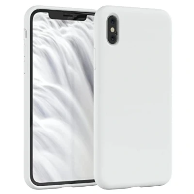 Abbildung von EAZY CASE Premium Silikon Handyhülle kompatibel mit iPhone X/XS, Slimcover Kameraschutz und Innenfutter, Silikonhülle, Schutzhülle, Bumper, Handy Case, Hülle, Softcase, Weiß