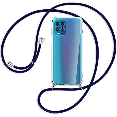Abbildung von mtb more energy® Handykette kompatibel mit Motorola Moto G100 (6.7&#039;&#039;) Blue Line Smartphone Hülle zum Umhängen Anti Shock Full TPU Case