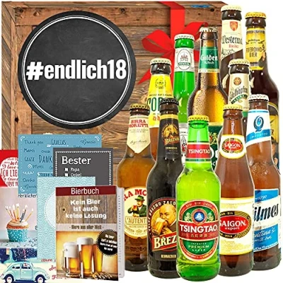 Abbildung von endlich18 ++ Bierset Welt und DE 18. Geburtstag lustige Geschenke