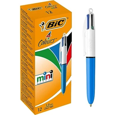Abbildung von BIC 4 Farben Kugelschreiber Set Colours Mini, 12er Pack, Ideal für das Büro, Home Office oder die Schule