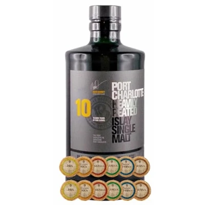 Abbildung von Port Charlotte 10 Jahre Islay Single Malt Whisky + 12 Edelschokoladen in 6 Sorten