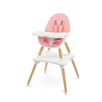 Abbildung von CARETERO Tuva Baby Hochstuhl Skandinavisches Design Essstuhl von 6 Monaten bis 3 Jahre Max. Belastung 15 kg 2in1 oder Stuhl + Tisch Verstellbares Tablett Rosa