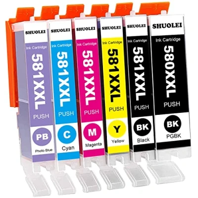 Abbildung von SHUOLEI PGI 580XXL CLI 581XXL Druckerpatrone Kompatible für Canon 580 581 Multipack PIXMA TS8350 /Pixma TS8351 TS8150 TS8151 TS8152 TS8250 TS8251 TS8252 TS8352 (6 Pack PGBK/BK/C/M/Y/PB)