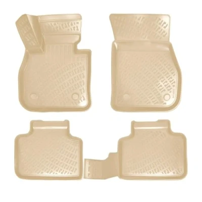 Abbildung von Fußmatten 3D Gummimatten kompatibel mit BMW X1 F48 2015 2022 Gummi TPE Beige 4tlg
