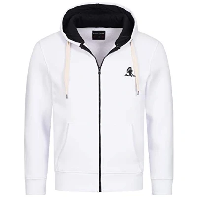 Abbildung von Rock Creek Herren Sweatjacke Hoodie Kapuzenjacke Kapuzenpullover Reißverschluss Pullover Übergangsjacke Fleecejacke Herrenjacke H 244 Weiß 2XL