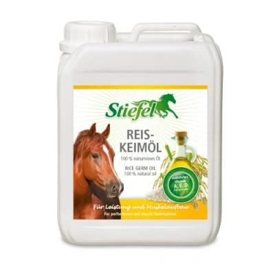 Abbildung von Stiefel Reiskeimöl für Pferde, hochwertiges 100% naturreines Öl, unterstützt den Muskelaufbau &amp; die Leistungsbereitschaft, flüssig, 5l