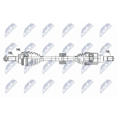 Abbildung von NTY NPW SU 077 Antriebswelle Vorderachse rechts 821mm Schaltgetriebe SUZUKI: SWIFT 4, Alto VII