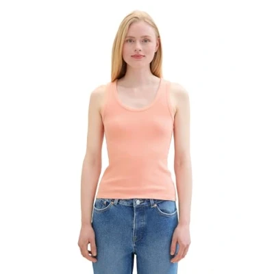Abbildung von TOM TAILOR Denim Damen Basic Tanktop mit Knotendetail, burnt terracotta, M