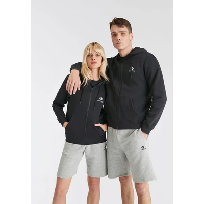 Abbildung von Converse Embroidered STAR Chevron Brushed BACK ZIP Hoodie Unisex Sweatjacke, Größe: XXS, Black