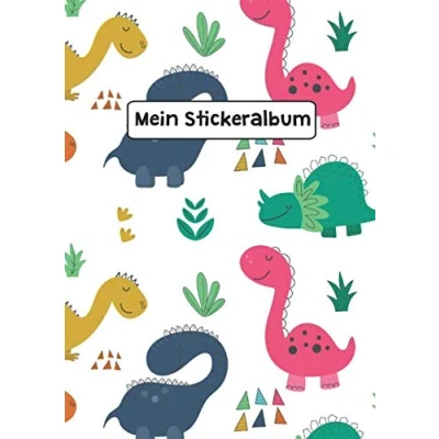 Abbildung von Mein Stickeralbum: Stickeralbum Blanko Dino Dinosaurier Sommer Stickerbuch Leer zum sammeln DIN A4 35 Seiten