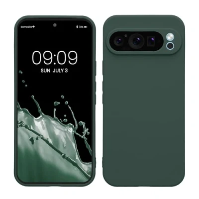 Abbildung von kwmobile Handyhülle kompatibel mit Google Pixel 9 Pro XL Hülle Handy Case aus weichem Silikon in Moosgrün