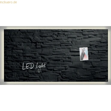 Abbildung von Sigel Magnettafel, Glas Magnetboard LED Beleuchtung Schiefer Stone Magnet Tafel