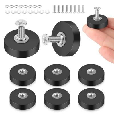 Abbildung von QOUBNIC Gummiert Magnete, 8 Stück Magnet 22mm Neodym mit M4 Flacher Faden 3,5kg Haftkraft Anti Rutsch für Fahrzeuge Lampen Werkzeuge Schrauben Haken Extra Stark
