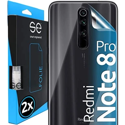 Abbildung von 2x se® 3D SCHUTZFOLIE Rückseite Transparent für Xiaomi Redmi Note 8 Pro ,Selbstheilend, Backcover, einfache blasenfreie Installation, Ultra Klar,Schutz vor Schmutz, Stoß Kratzfest, aus Deutschland