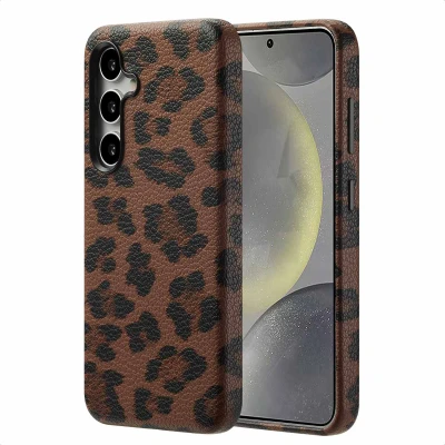 Abbildung von Samsung Galaxy S24 Hülle MagSafe Kunstleder Selencia Backcover Handyhülle Braun