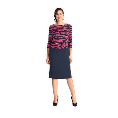 Abbildung von HERMANN LANGE Collection 2 in 1 Kleid, unifarbener Rock, mit grafischem Muster