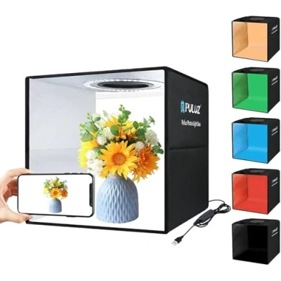 Abbildung von PULUZ 30cm fotobox zum fotografieren,Mini lightbox tragbares fotostudio Box Photo mit weichem lichttuch und 6 PVC hintergründen